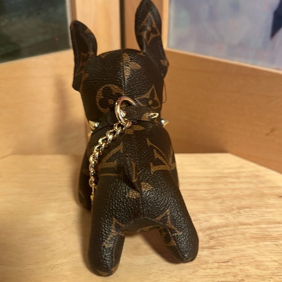 Upcycled Hand Made Classic LV Monogram x French Bulldog Keychain Bag Charm - Picture 5 of 7